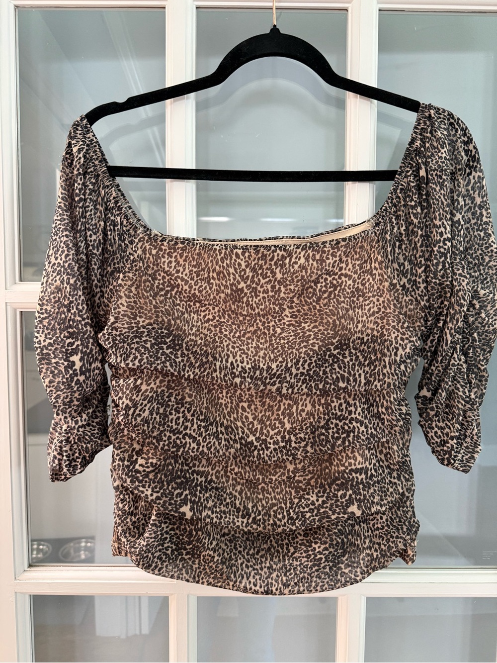 Leopard Print Off-Shoulder Women’s Top - Brown/Black